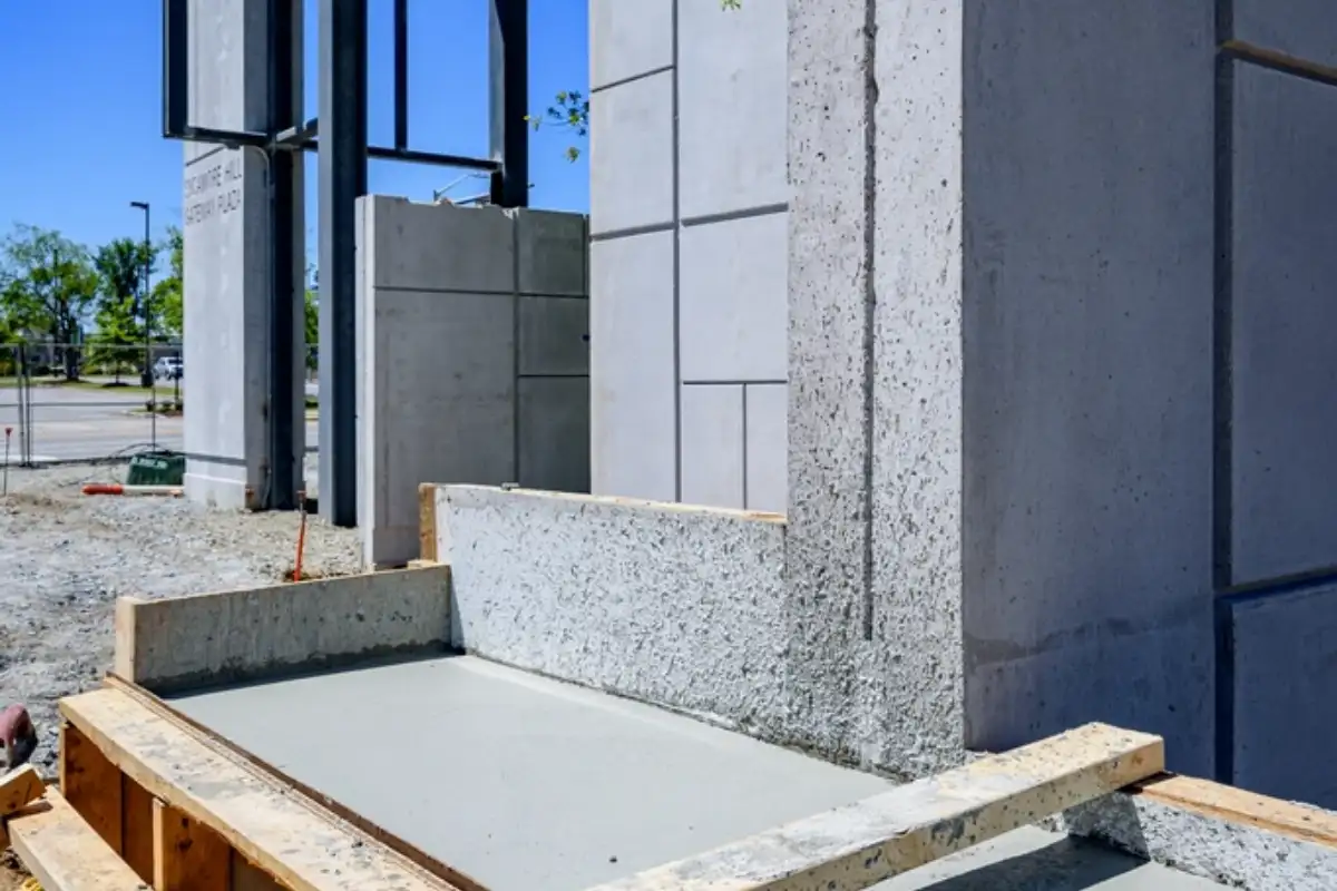 Dalle béton et voile en cours de coulage sur un chantier de gros œuvre