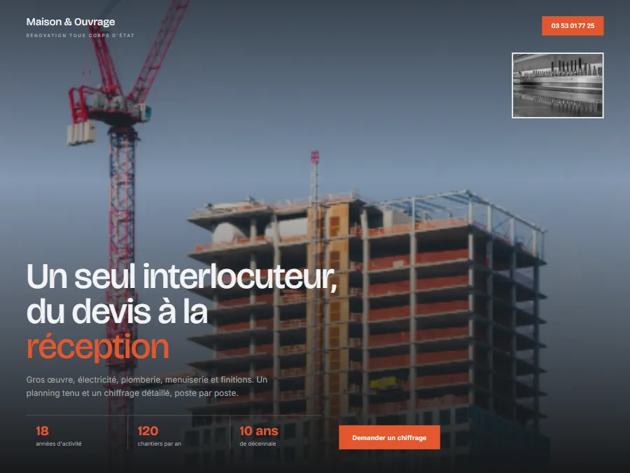 Exemple de design de site internet pour artisan