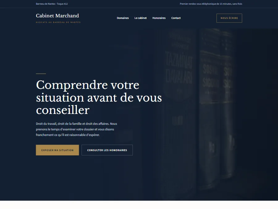Exemple de design de site pour un cabinet d'avocats