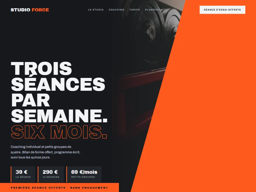 Exemple de design de site pour un coach sportif
