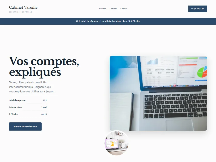 Exemple de design de site internet pour expert-comptable