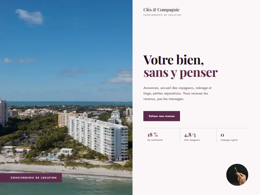 Exemple de design de site internet pour conciergerie