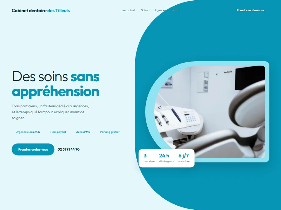 Exemple de design de site pour un cabinet dentaire