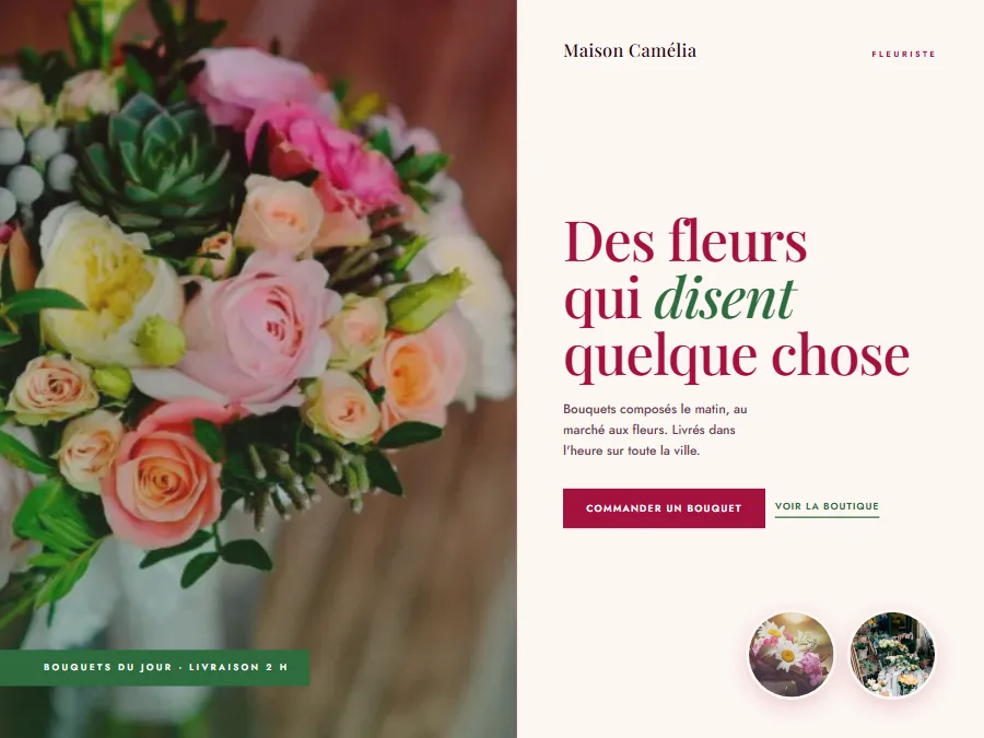 Exemple de design de site pour un fleuriste