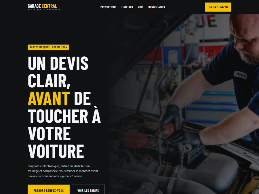 Exemple de design de site pour un garage automobile