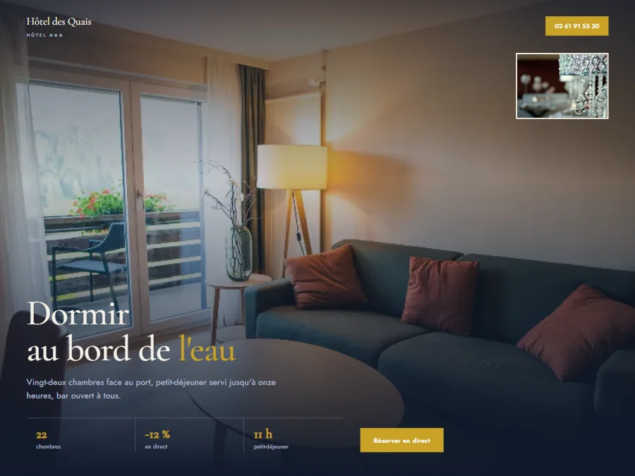 Exemple de design de site internet pour hôtel