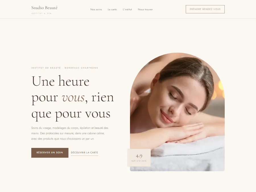 Exemple de design de site pour un institut de beauté
