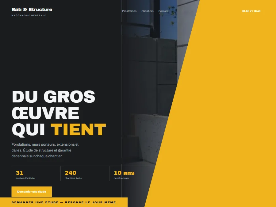 Exemple de design de site internet pour maçon