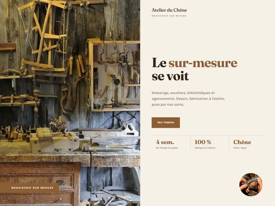 Exemple de design de site internet pour menuisier