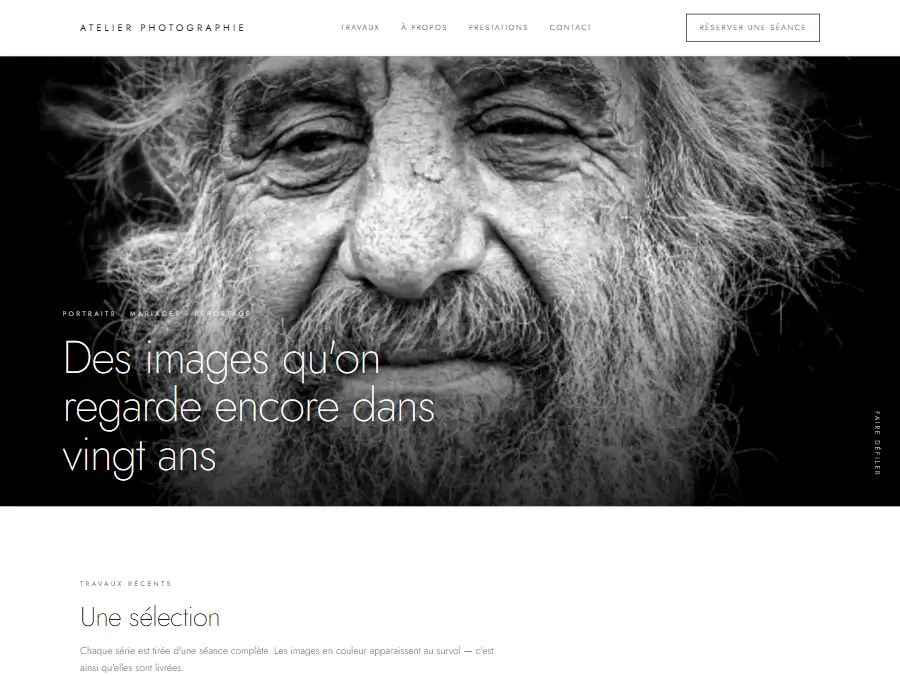 Exemple de design de site pour un photographe