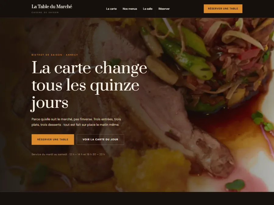 Exemple de design de site pour un restaurant