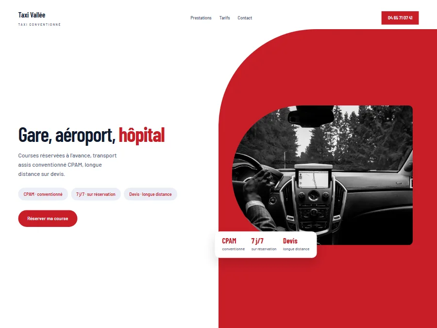 Exemple de design de site internet pour taxi