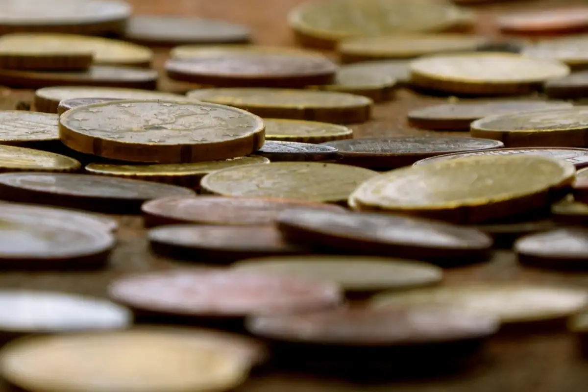 Pièces en euros vues de près